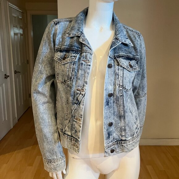 $100 FREE PEOPLE RUMORS DENIM ACID WASH JACKET SIZE M MEDIUM - Picture 1 of 5